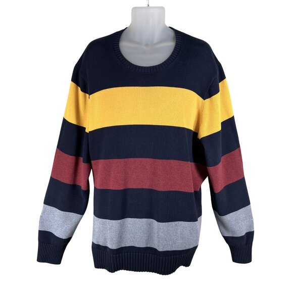 Brooks Brothers 2XLT Colorblock Striped Crewneck Ribbed Sweater Nautical Preppy - Picture 7 of 14